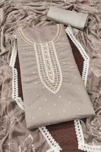ethnic motifs woven design beads and stones unstitched dress material