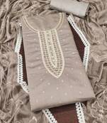 ethnic motifs woven design beads and stones unstitched dress material