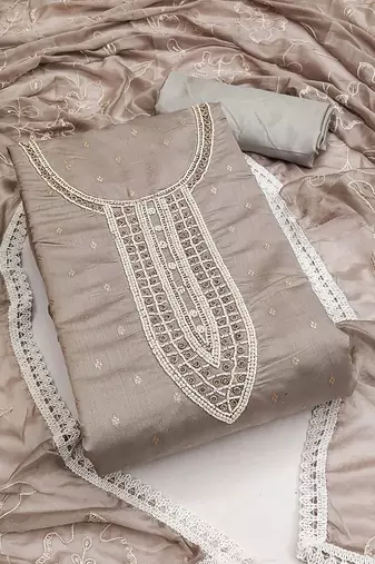 ethnic motifs woven design beads and stones unstitched dress material