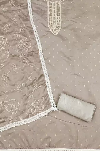 ethnic motifs woven design beads and stones unstitched dress material