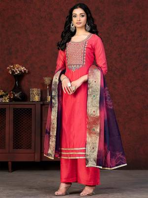floral embroidered zari unstitched dress material 3