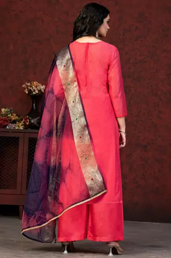 floral embroidered zari unstitched dress material