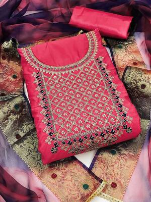 floral embroidered zari unstitched dress material 5