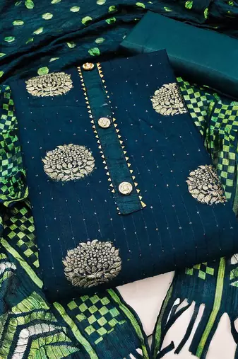 ethnic motifs woven design gotta patti unstitched dress material