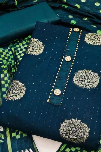 ethnic motifs woven design gotta patti unstitched dress material