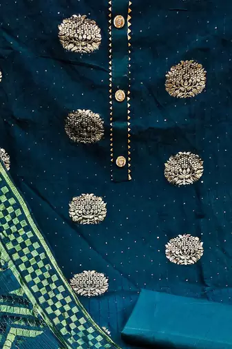 ethnic motifs woven design gotta patti unstitched dress material