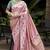 Pink Green silk blend embroidered heavy work Saree with blouse 