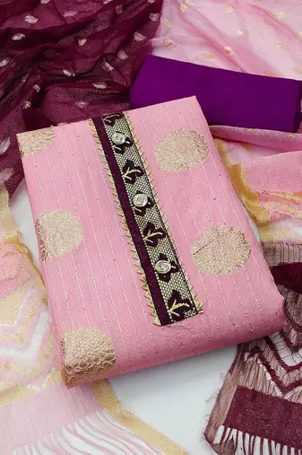 ethnic motifs woven design unstitched dress material