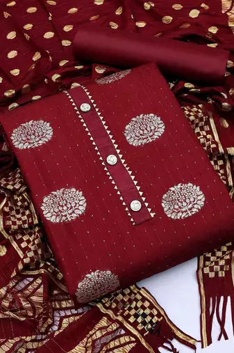 ethnic motifs woven design unstitched dress material