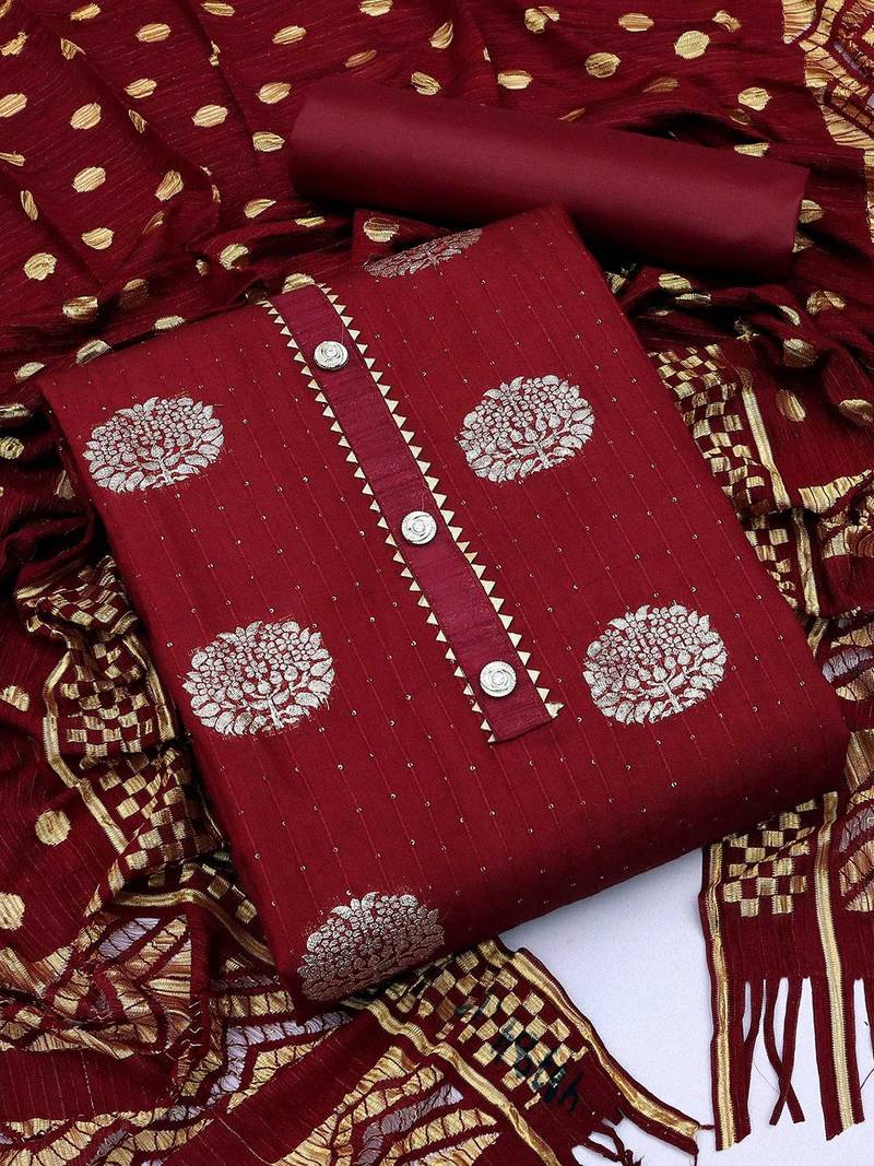 ethnic motifs woven design unstitched dress material