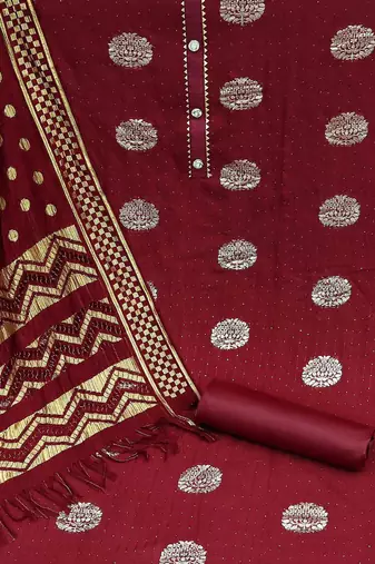 ethnic motifs woven design unstitched dress material