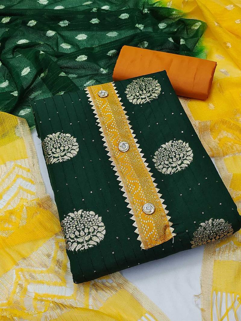 ethnic motifs woven design unstitched dress material