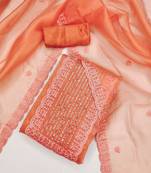 floral embroidered organza unstitched dress material