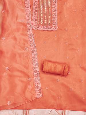 floral embroidered organza unstitched dress material 3