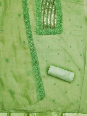 floral embroidered organza unstitched dress material 4