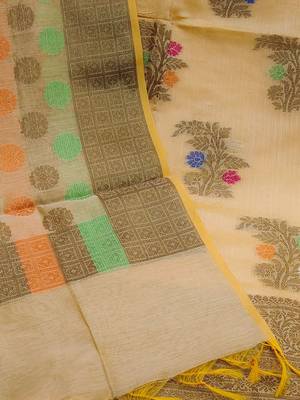 floral woven design zari unstitched dress material 5