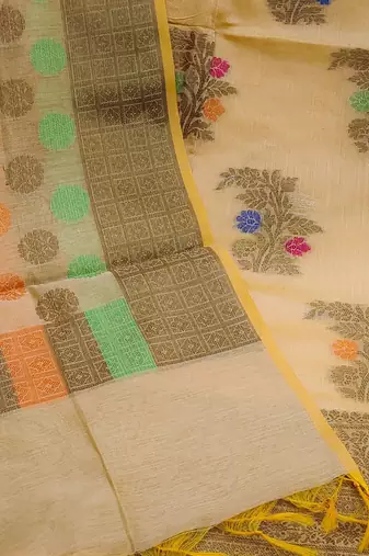 floral woven design zari unstitched dress material
