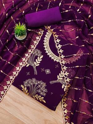 floral embroidered unstitched dress material 1