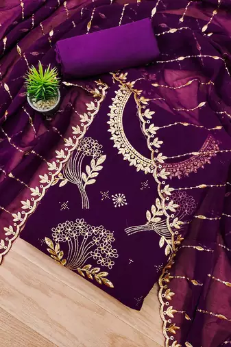 floral embroidered unstitched dress material