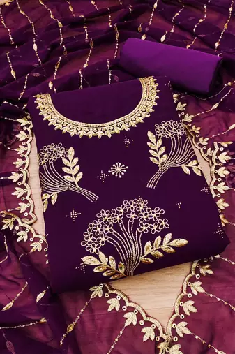 floral embroidered unstitched dress material