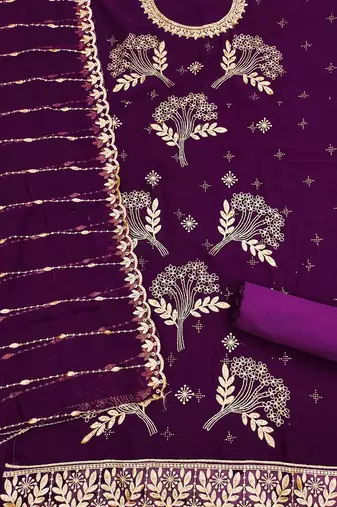 floral embroidered unstitched dress material