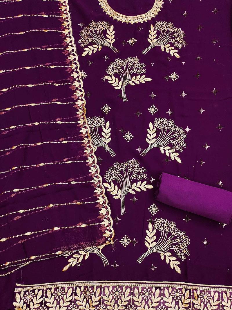 floral embroidered unstitched dress material