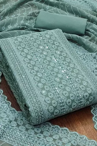 embroidered unstitched dress material