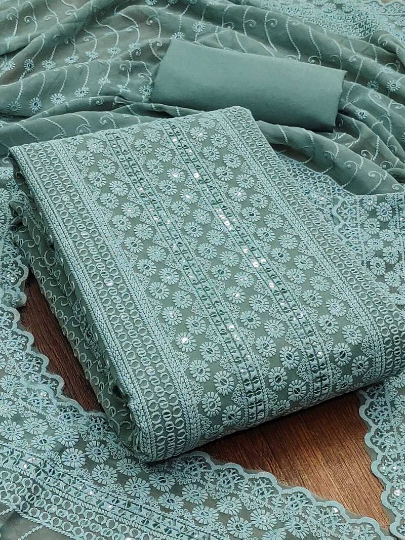 embroidered unstitched dress material