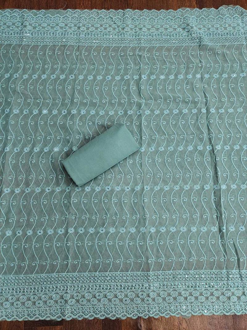 embroidered unstitched dress material