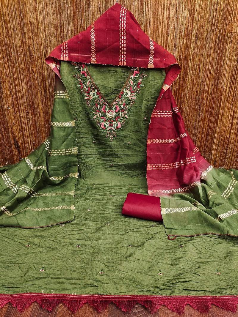 embroidered cotton unstitched dress material