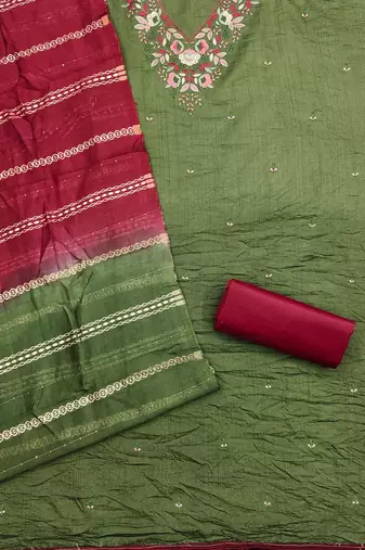embroidered cotton unstitched dress material