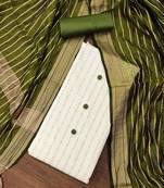 white and green unstitched dress material