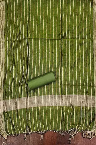 white and green unstitched dress material