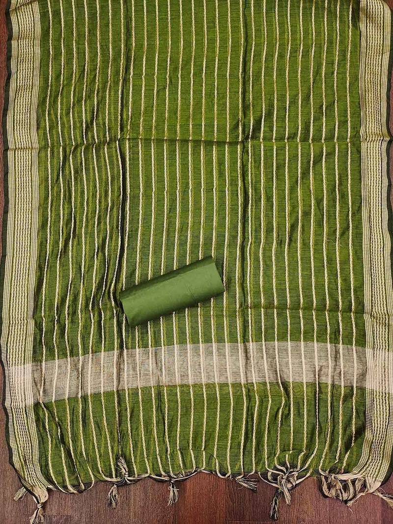 white and green unstitched dress material