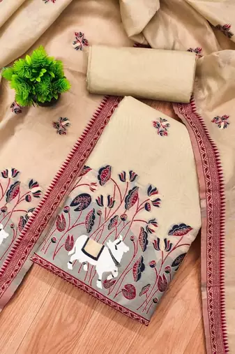 embroidered organza unstitched dress material
