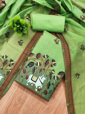 embroidered organza unstitched dress material 1