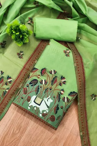 embroidered organza unstitched dress material