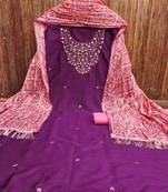 floral embroidered zari unstitched dress material