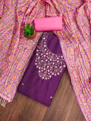 floral embroidered zari unstitched dress material 2
