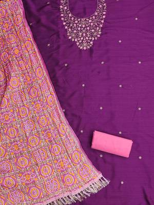 floral embroidered zari unstitched dress material 4