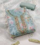 floral embroidered beads and stones unstitched dress material