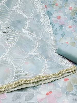 floral embroidered beads and stones unstitched dress material 4
