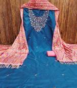 floral embroidered zari unstitched dress material