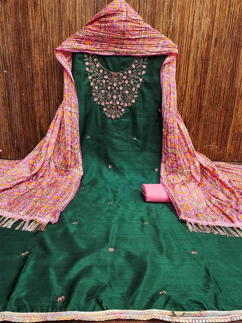 embroidered zari unstitched dress material