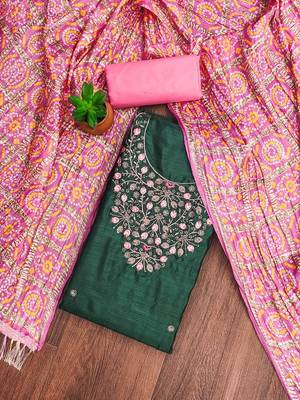 embroidered zari unstitched dress material 2