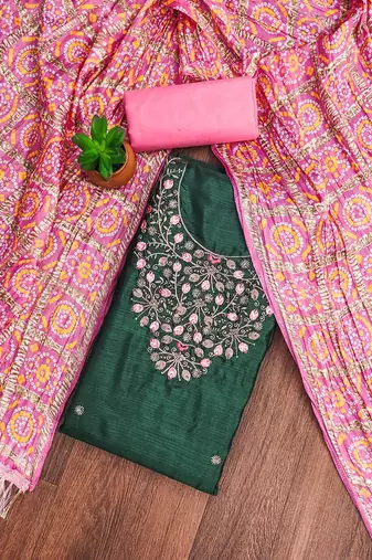 embroidered zari unstitched dress material