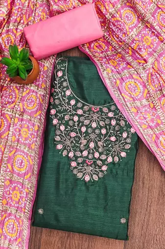embroidered zari unstitched dress material