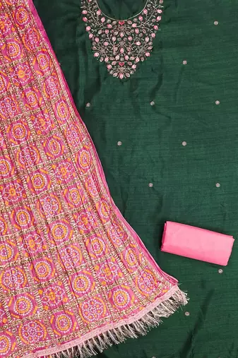 embroidered zari unstitched dress material
