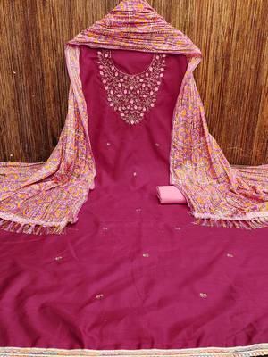 floral embroidered unstitched dress material 1