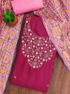 floral embroidered unstitched dress material 3